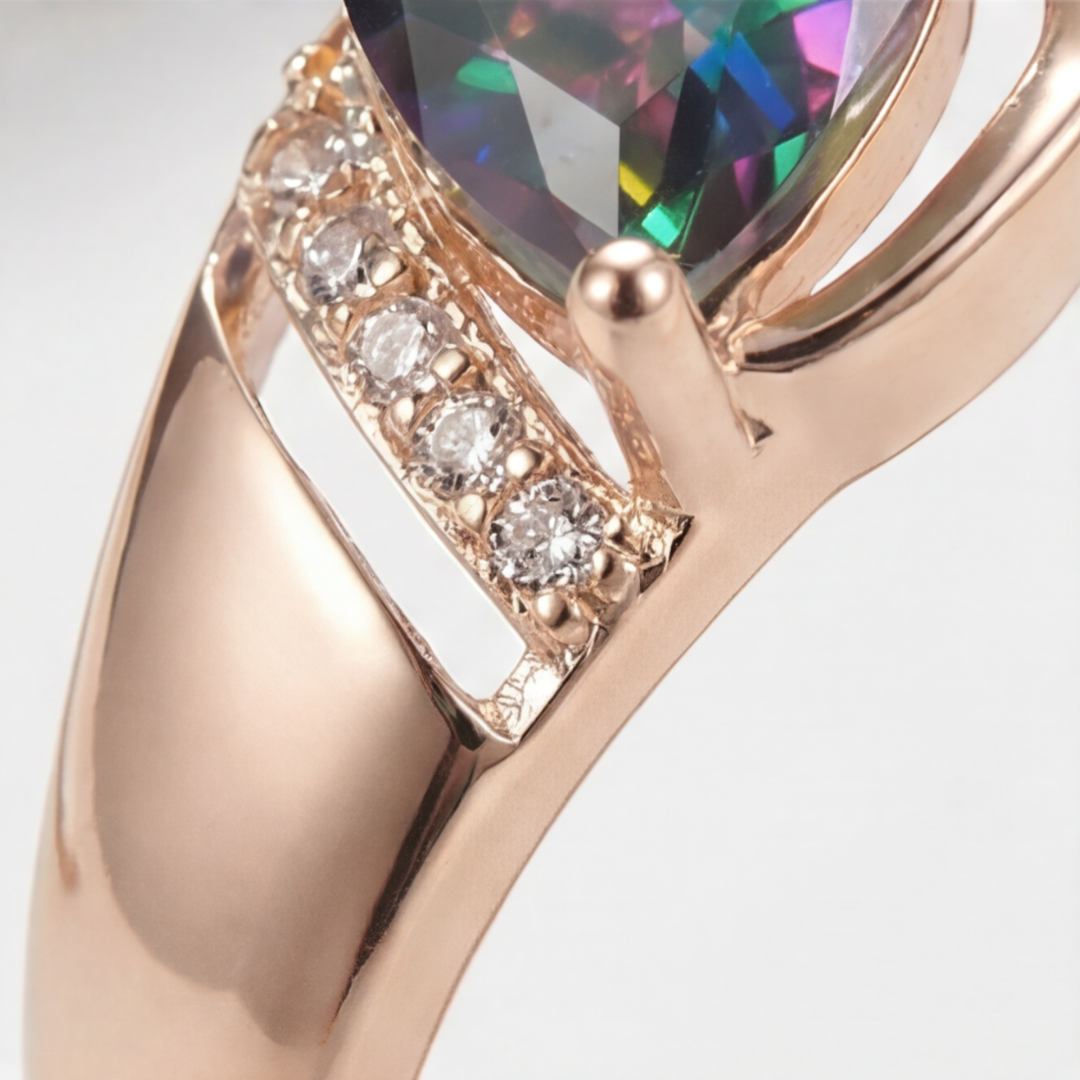 INEL ROSE GOLD CU PIATRĂ COLORATĂ