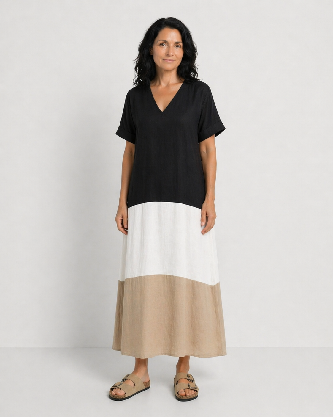 DIANA | ROCHIE MIDI BLOCURI CULOARE MÂNECI SCURTE