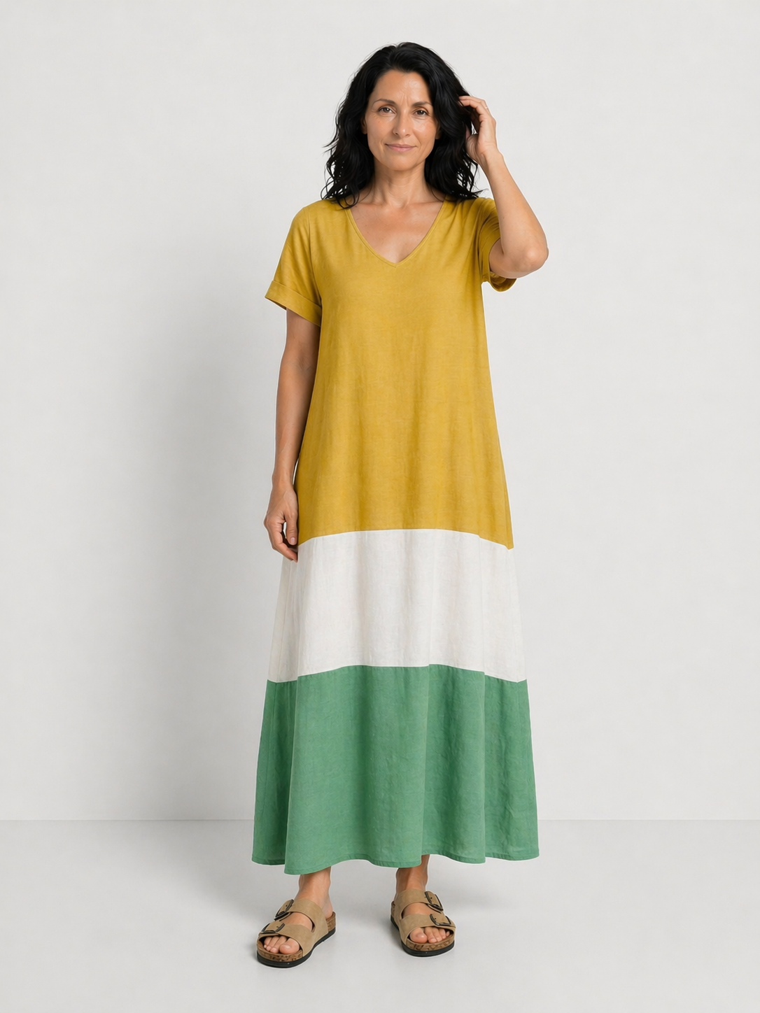 DIANA | ROCHIE MIDI BLOCURI CULOARE MÂNECI SCURTE