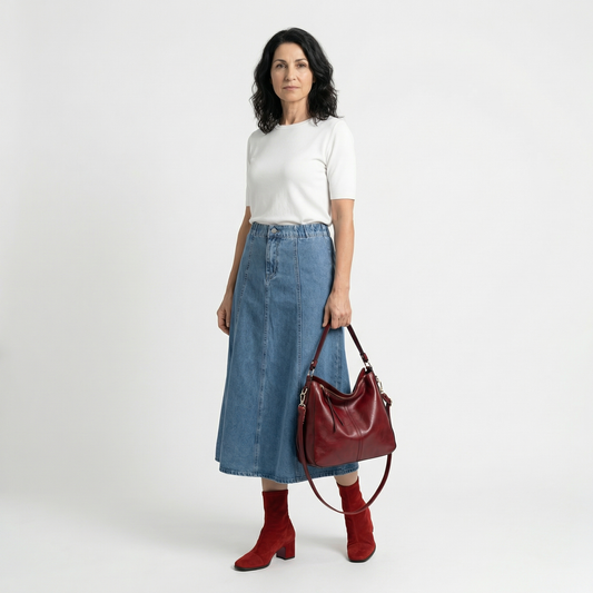 VALERIA | FUSTĂ MIDI DIN DENIM