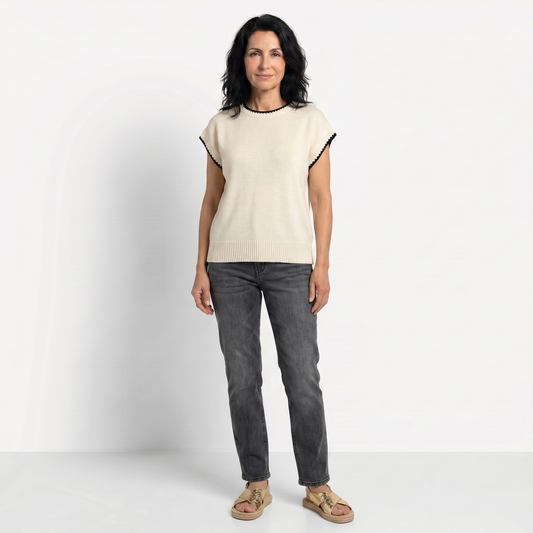 CRISTELA | TOP TRICOTAT CU DETALII CONTRAST