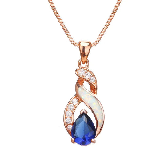 COLIER ROSE GOLD CU OPAL ÎN FORMĂ DE LACRIMĂ